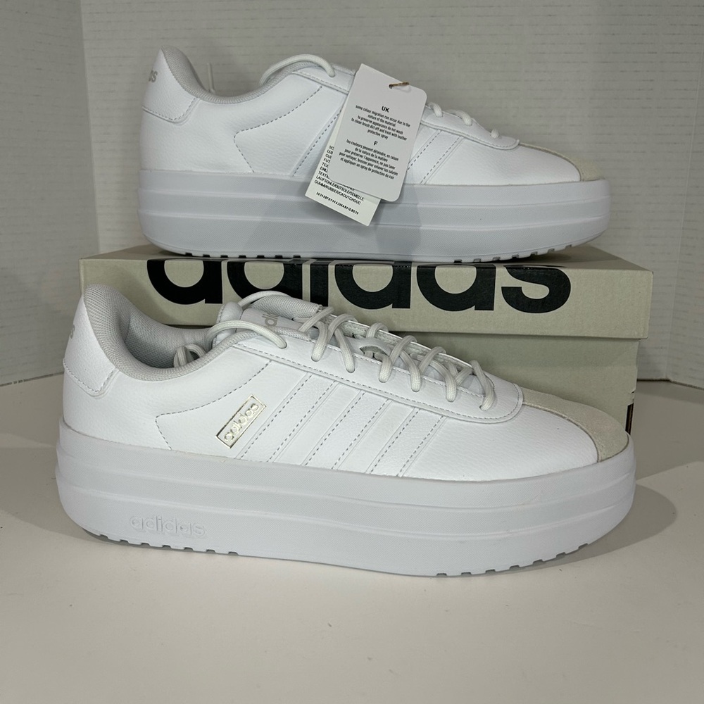 adidas Women's Vl Court Bold Sneaker, Size 9 & Color: White/White/Crystal White